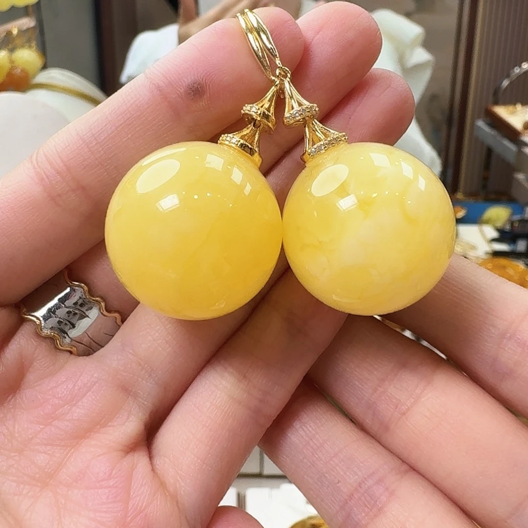 琥珀未镶嵌颈饰耳坠