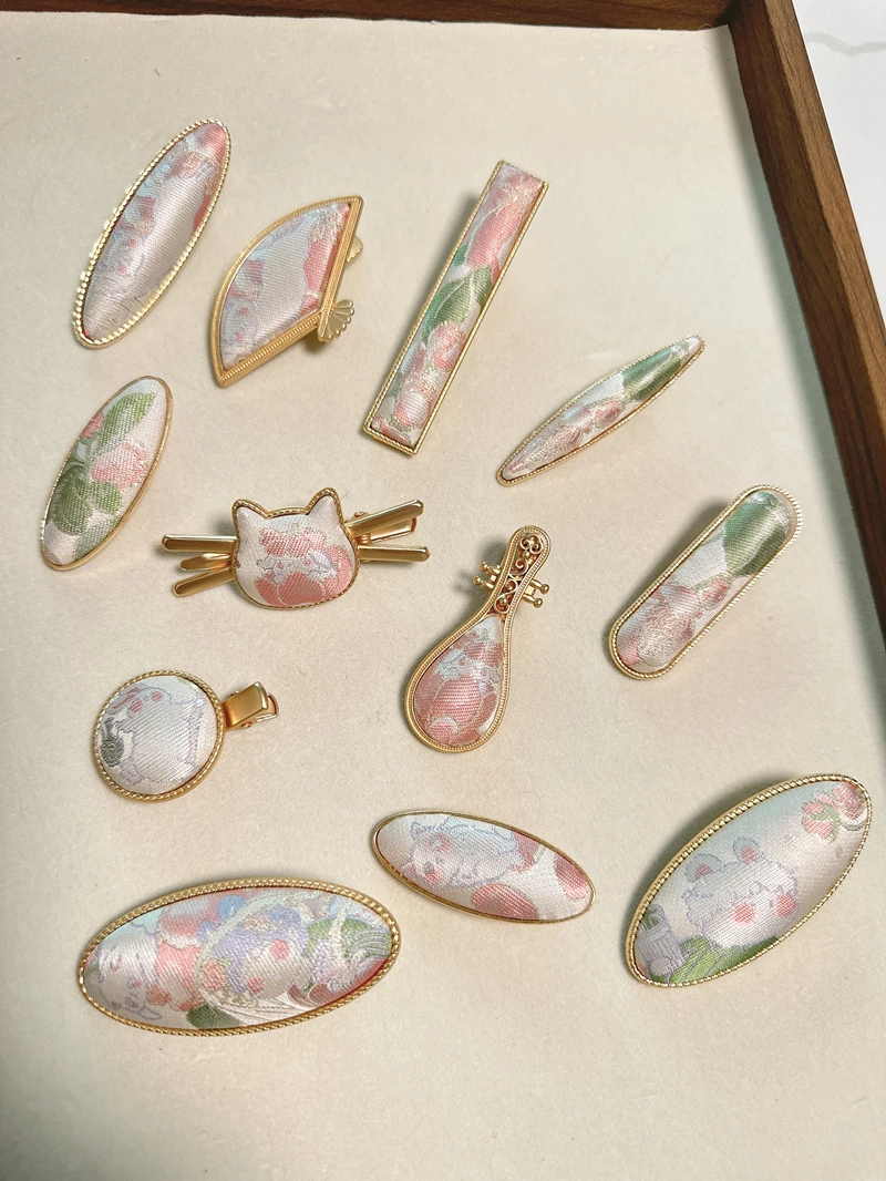 纯手工新中式宋锦发夹高级感国风高端弹簧复古夹子头饰发饰