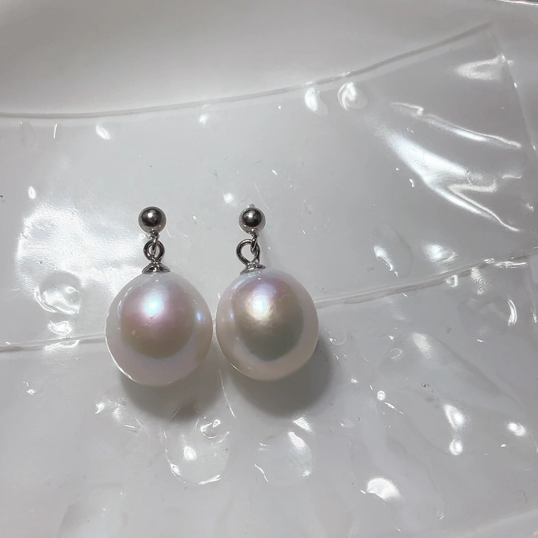 银S925镶嵌淡水珍珠耳饰