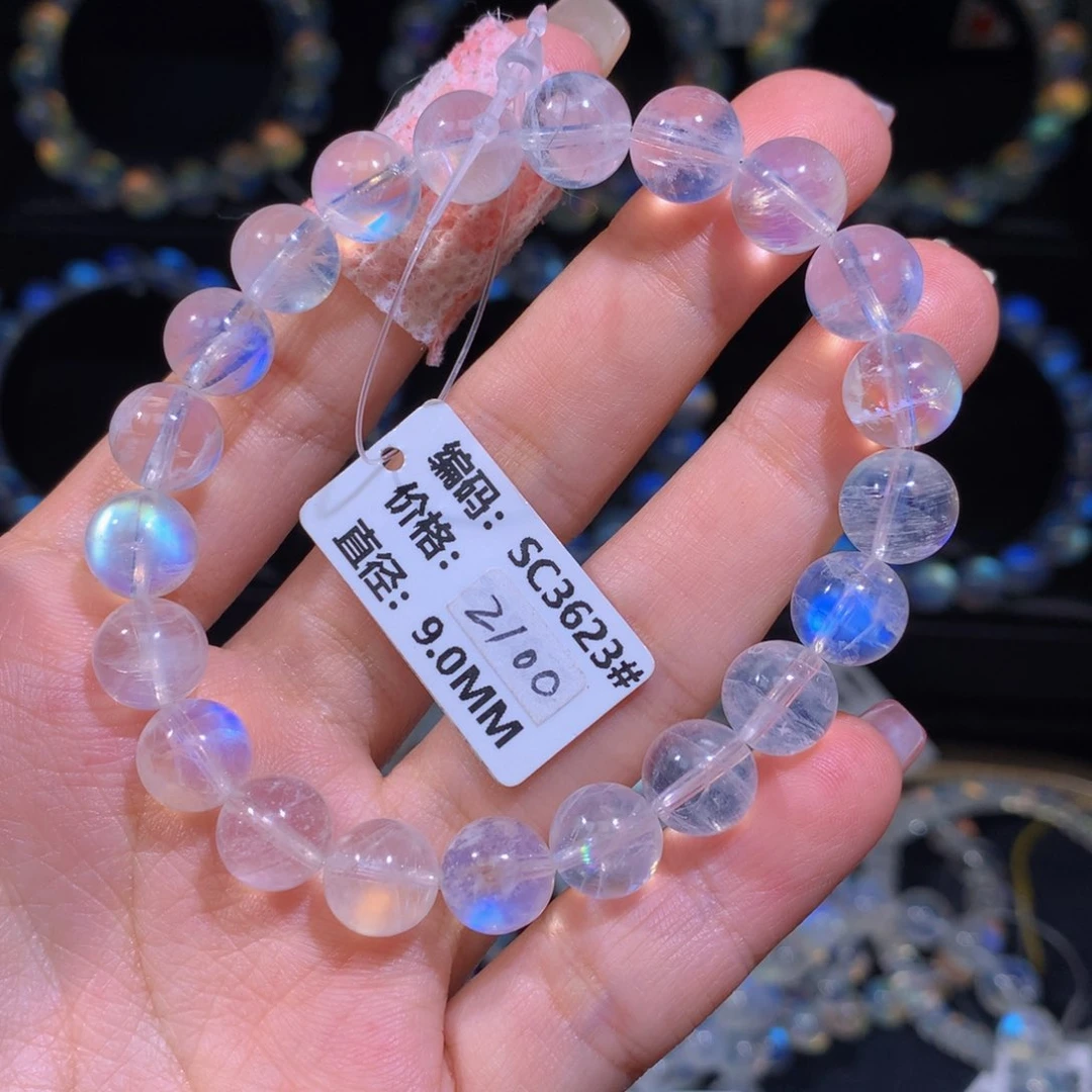 月光石手串未镶嵌SC3623印度蓝月光手串9.0mm