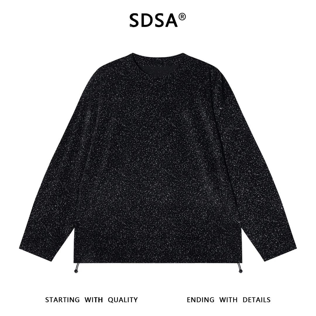 SDSA男士秋冬新款痞帅男装简约撞色下摆松紧针织圆领卫衣百搭时尚