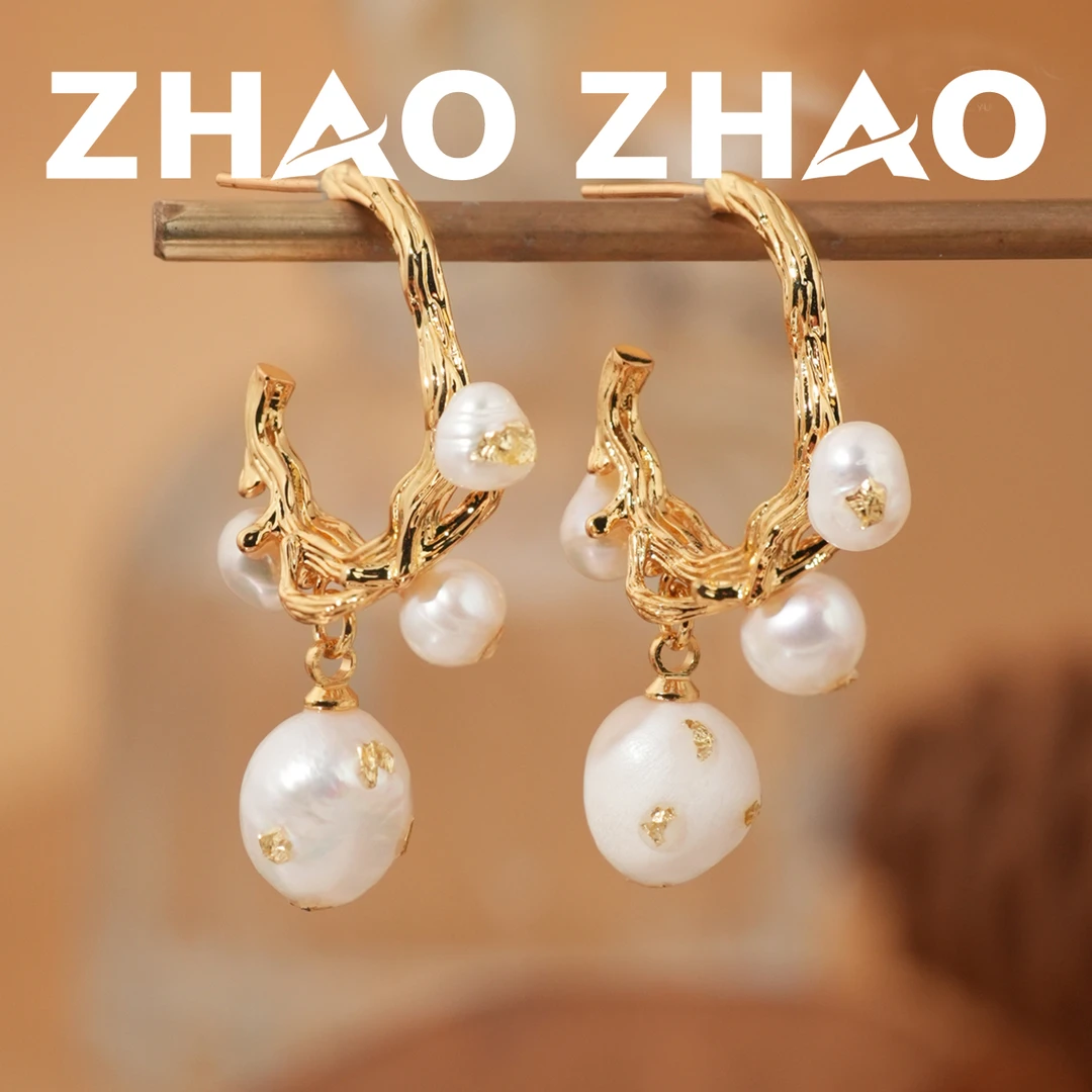 铜合金耳饰 「花漾倾城」巴洛克复古小香风编制耳饰气质方圆脸