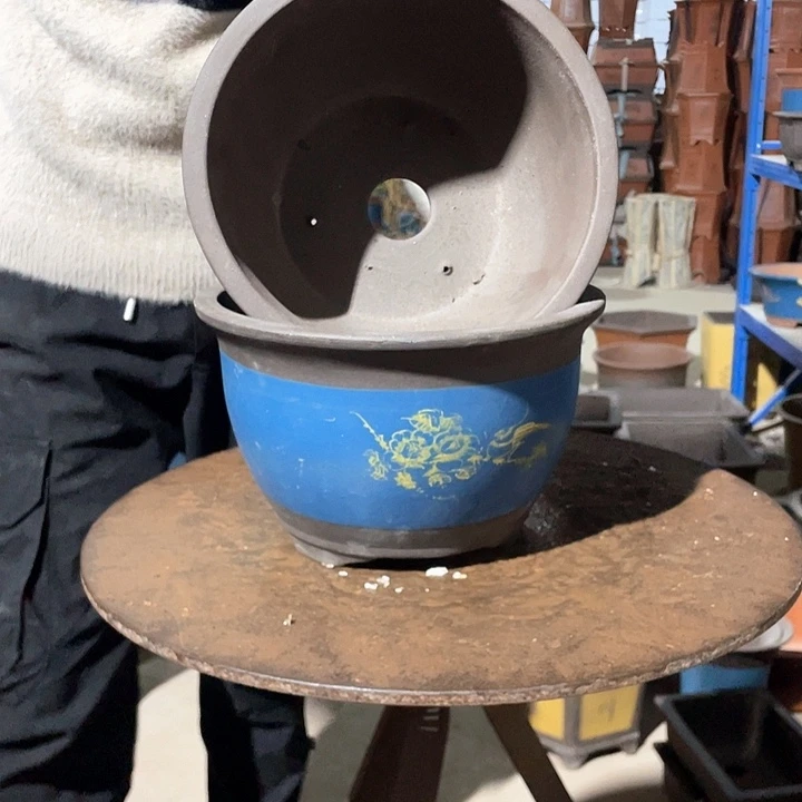 蓝色25*25花盆花盆