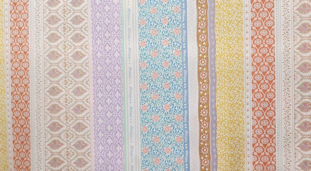 【春与绿】彩色竖条纹 门幅 145CM 人棉印花 亲肤 天然纤维