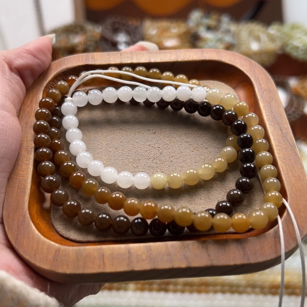 毛衣链未镶嵌和田玉珠串6mm