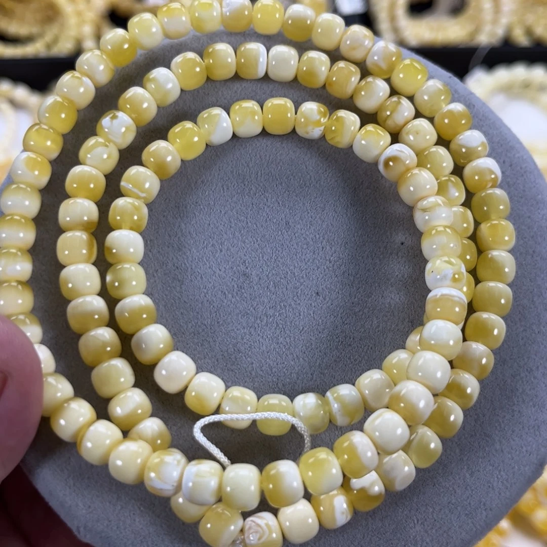 蜜蜡颈饰未镶嵌用****5纯天然俄料瓷白花