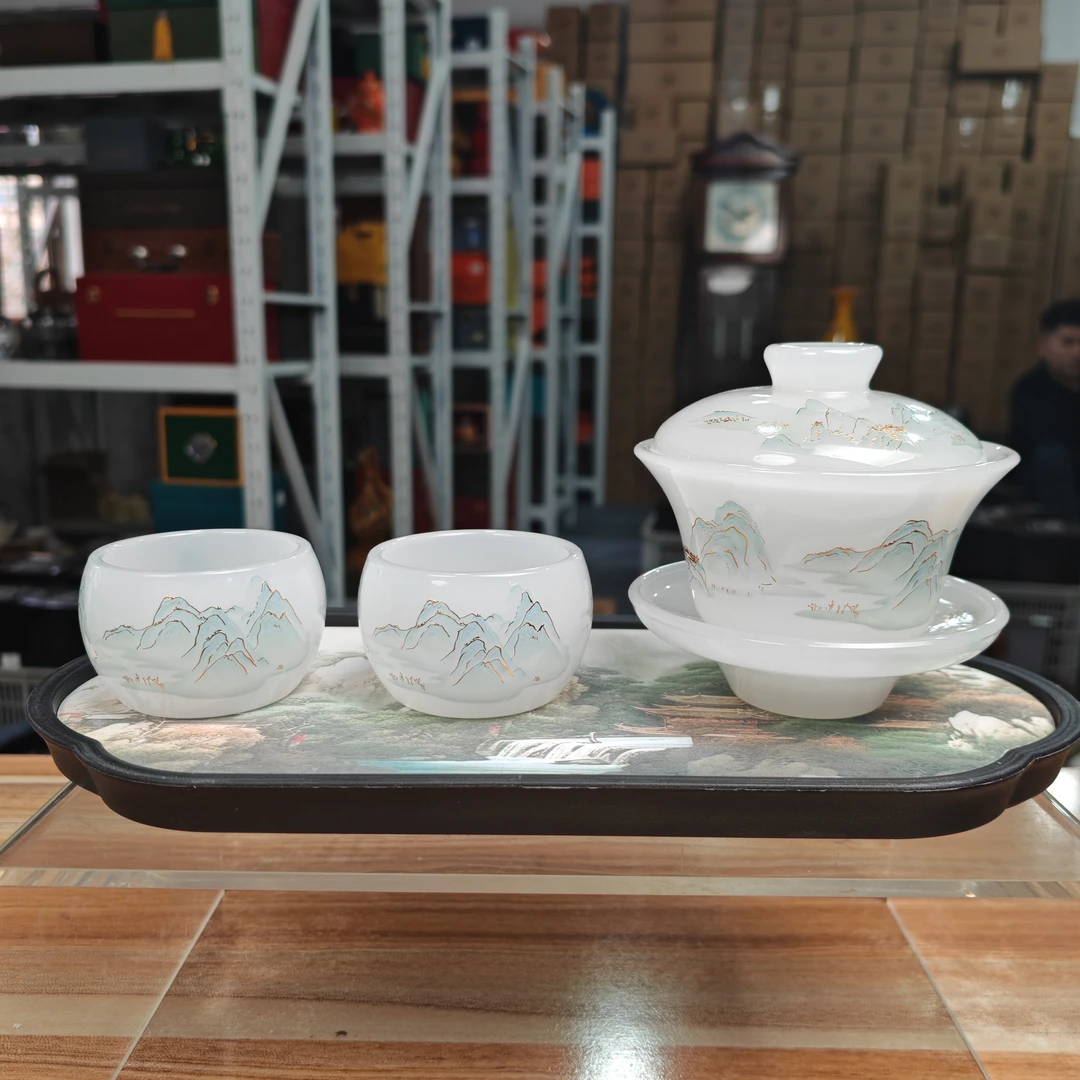 【闪购商品】琉璃千里江山盖碗+两杯+茶盘@@ZH2020