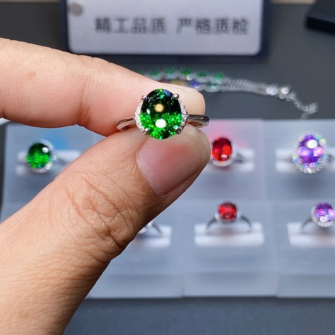 碧玺戒指银S925镶嵌