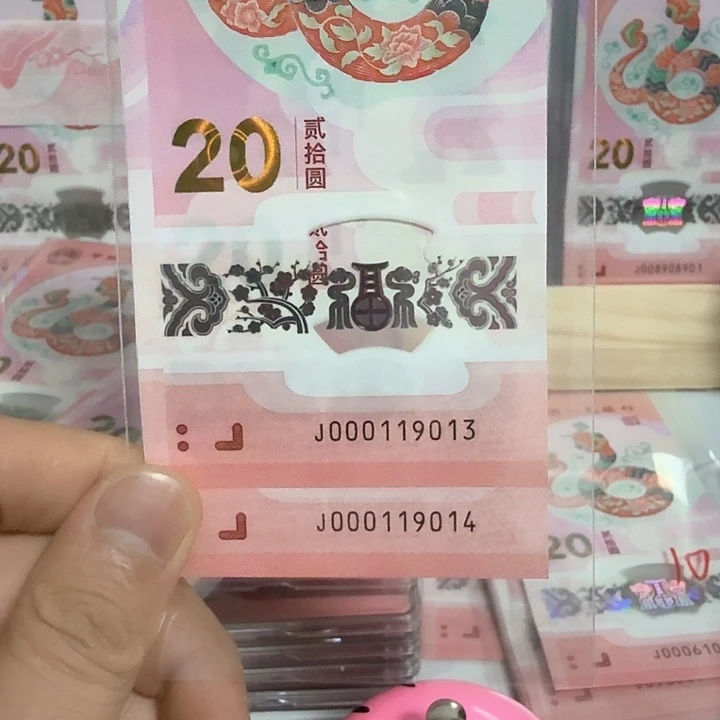 塑料莊*小蛇钞号码000119013/14