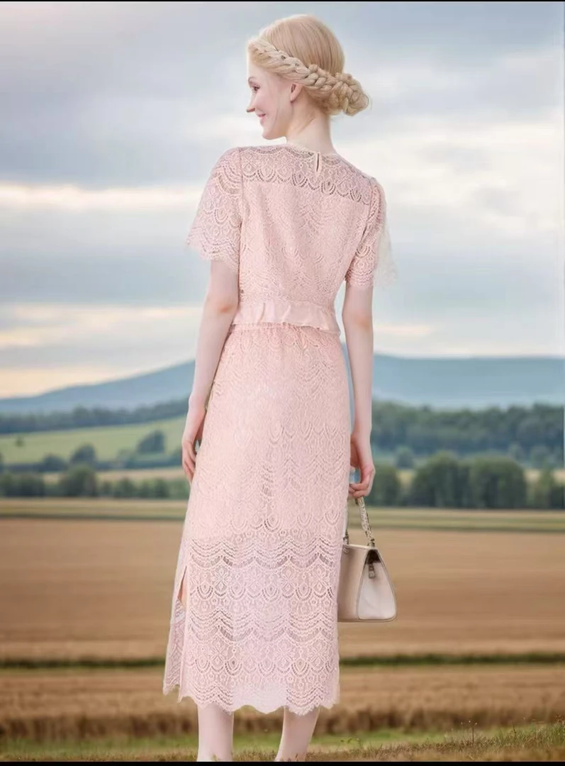 YS302夏季套头挂脖式心形高腰连衣裙显瘦长裙气质裙子女装女款