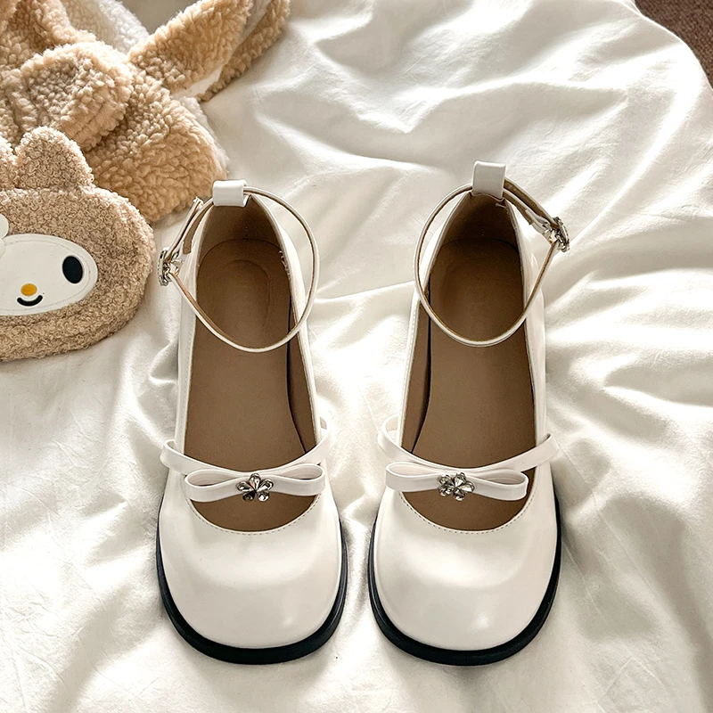 法式复古蝴蝶结配裙子玛丽珍鞋女2025春季新款日系浅口气质高跟鞋