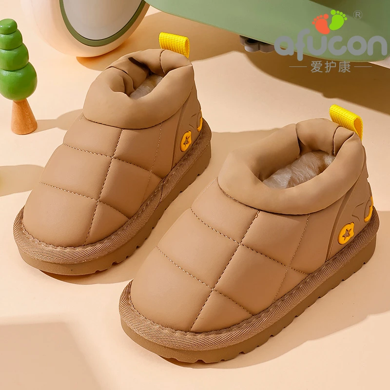 男女童防水加绒棉鞋鞋子宝宝软底加厚保暖冬季大棉雪地靴小童款