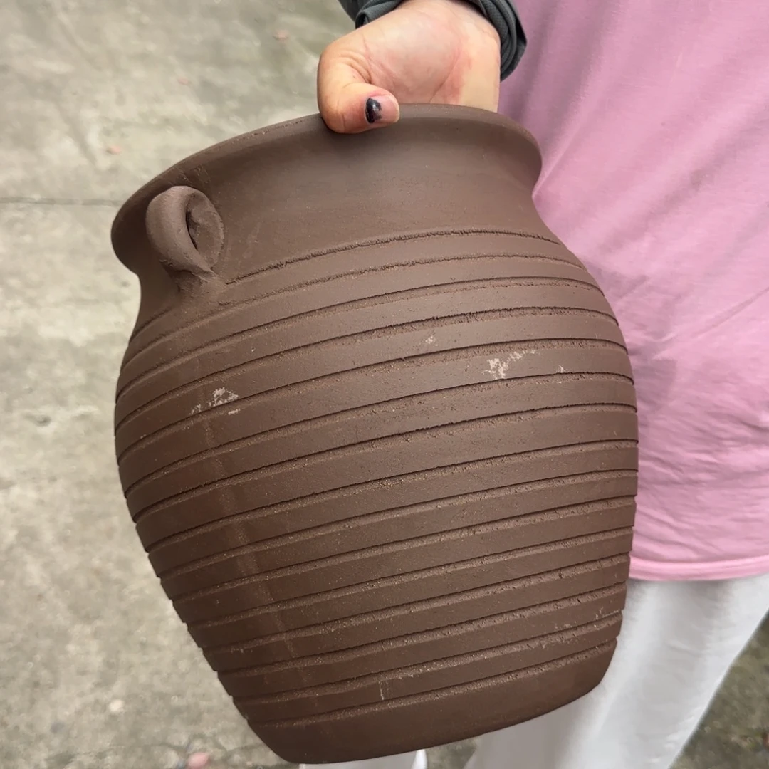 朱泥花盆口25高30宜兴紫砂