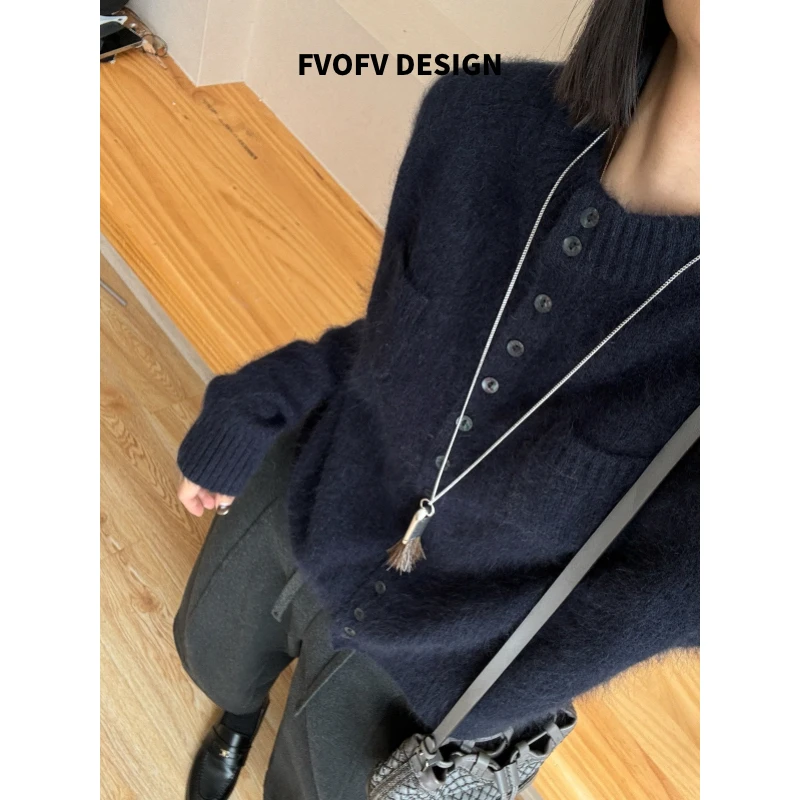 FVOFV【口袋毛衣】特种纱线！定制面料羊毛兔毛混纺毛衣YQ0002-掉毛