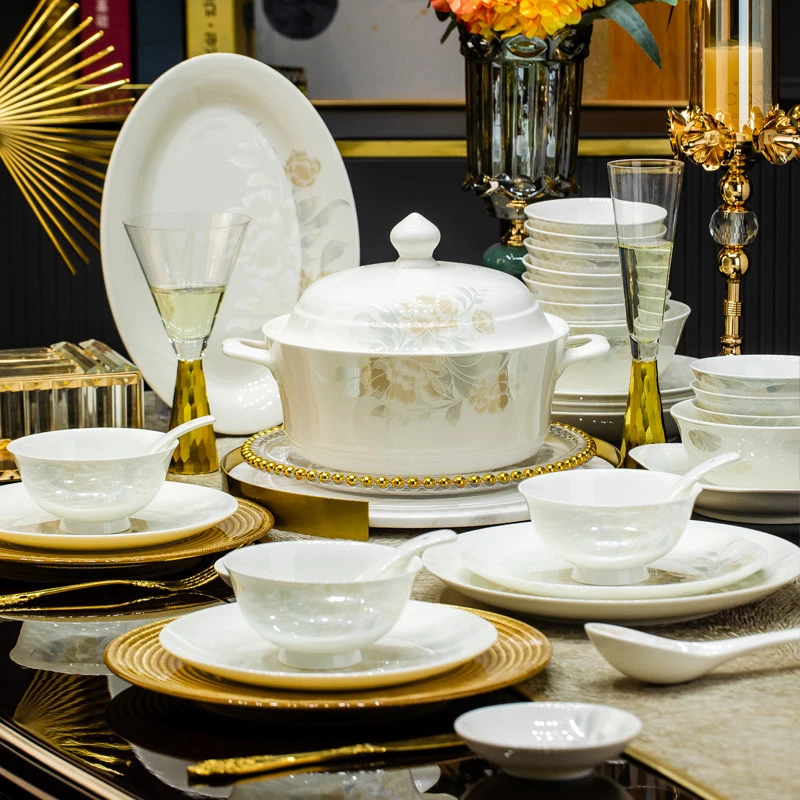 清雅名媛16件套碗碟套装家用高端陶瓷餐具乔迁送礼家用碗盘筷子