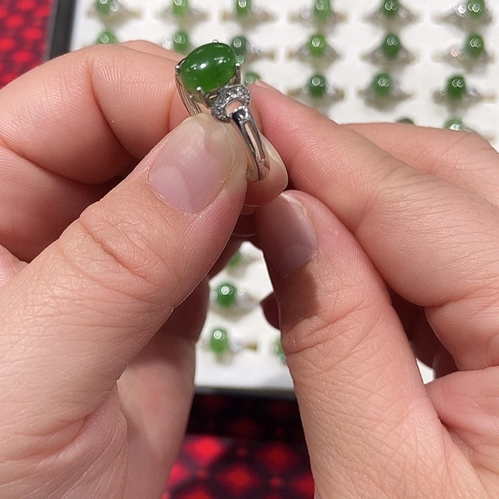 和田玉银S925镶嵌戒指