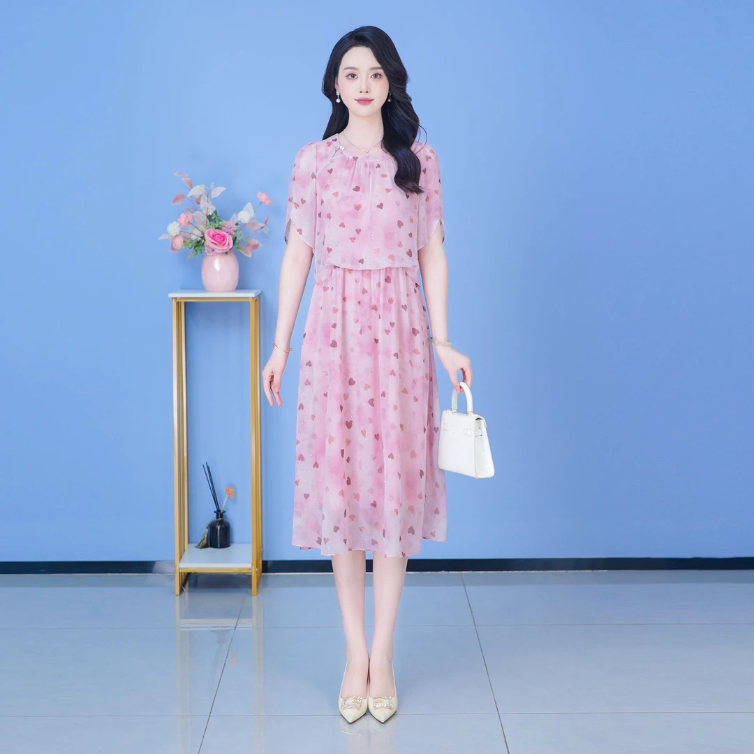 【SJYH2321】2025年夏季新款时尚优雅减龄连衣裙显瘦气质