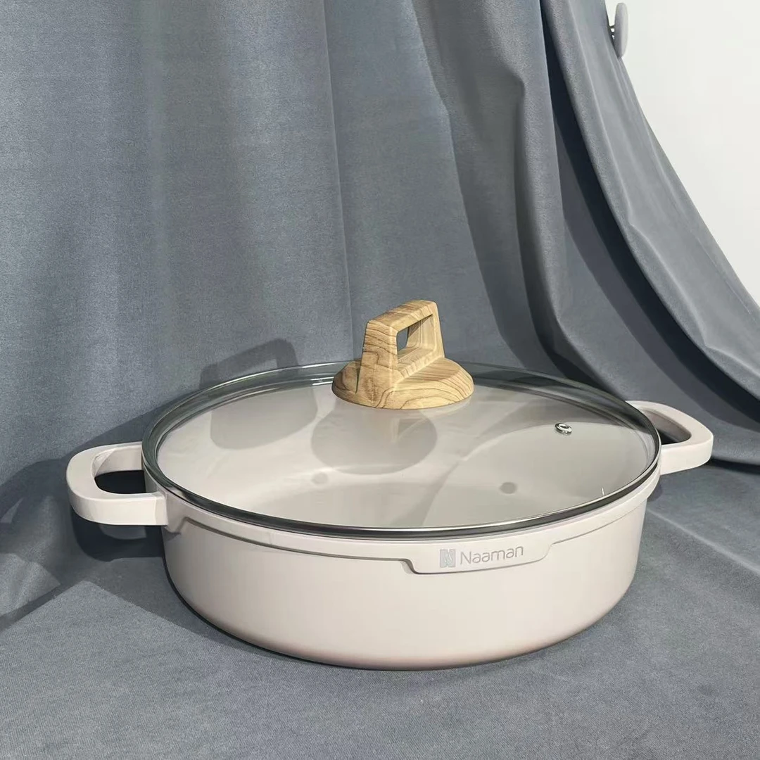 【胖哥粉丝专属】麦饭石汤锅28cm渐变粉（微瑕，介意勿拍）