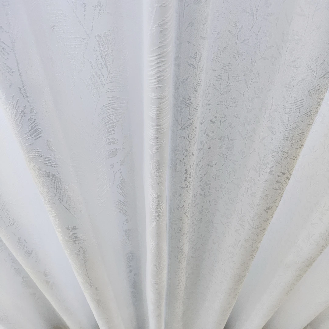 立体提花，透光不透人窗纱，植物花卉图案白纱，链接为意向金