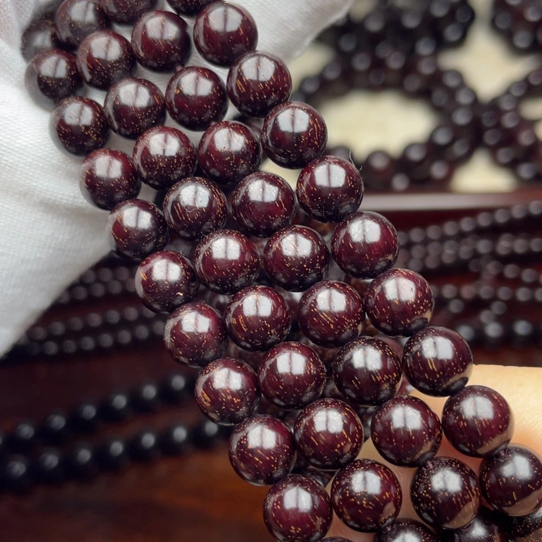 檀香紫檀（小叶紫檀）0.8酒红老料满金星