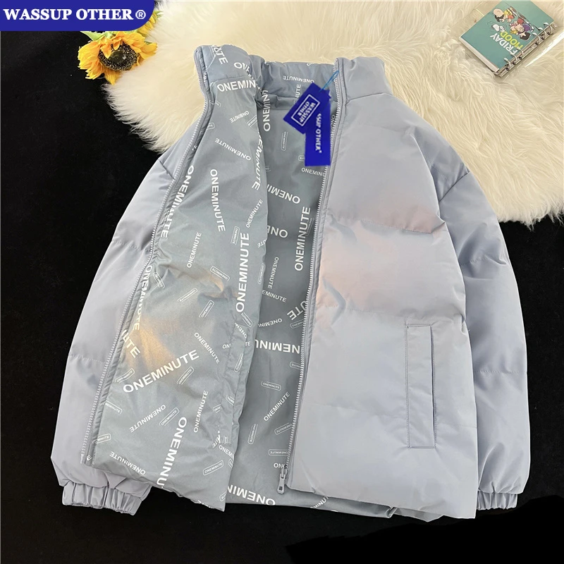 WASSUP OTHER两面穿立领棉服男款冬季加厚保暖棉衣宽松休闲面包服