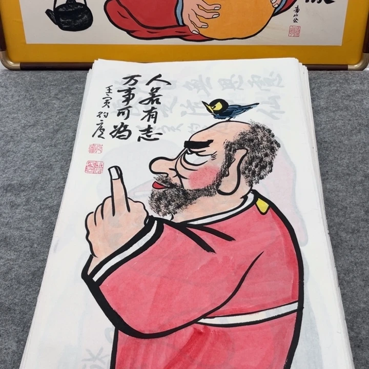 国画手绘禅意画一物一拍