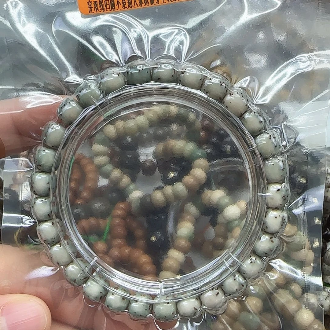 星月菩提手串70殿堂半壁留白星月87单圈河豚绿背