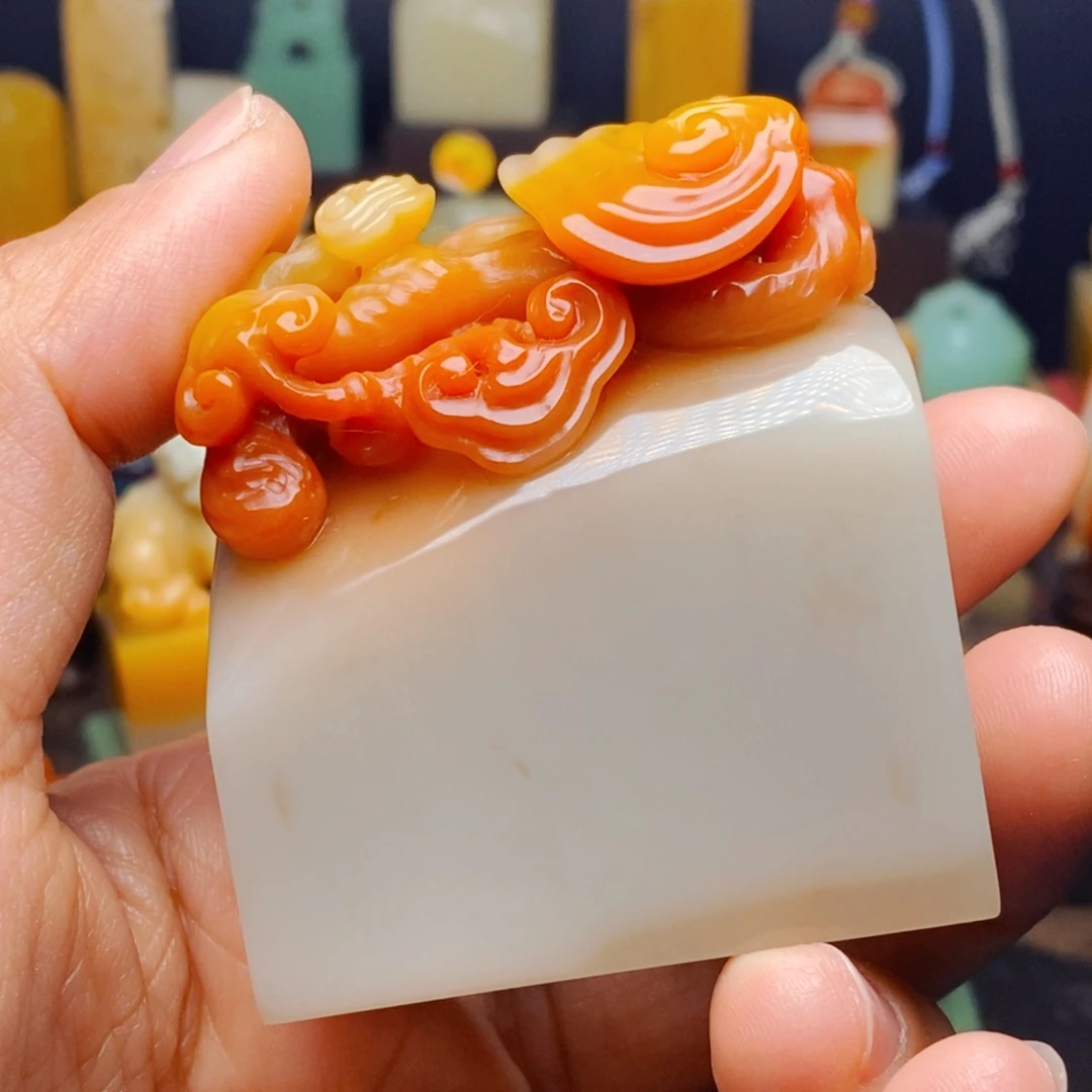 峰***A寿山石印石灵芝印章