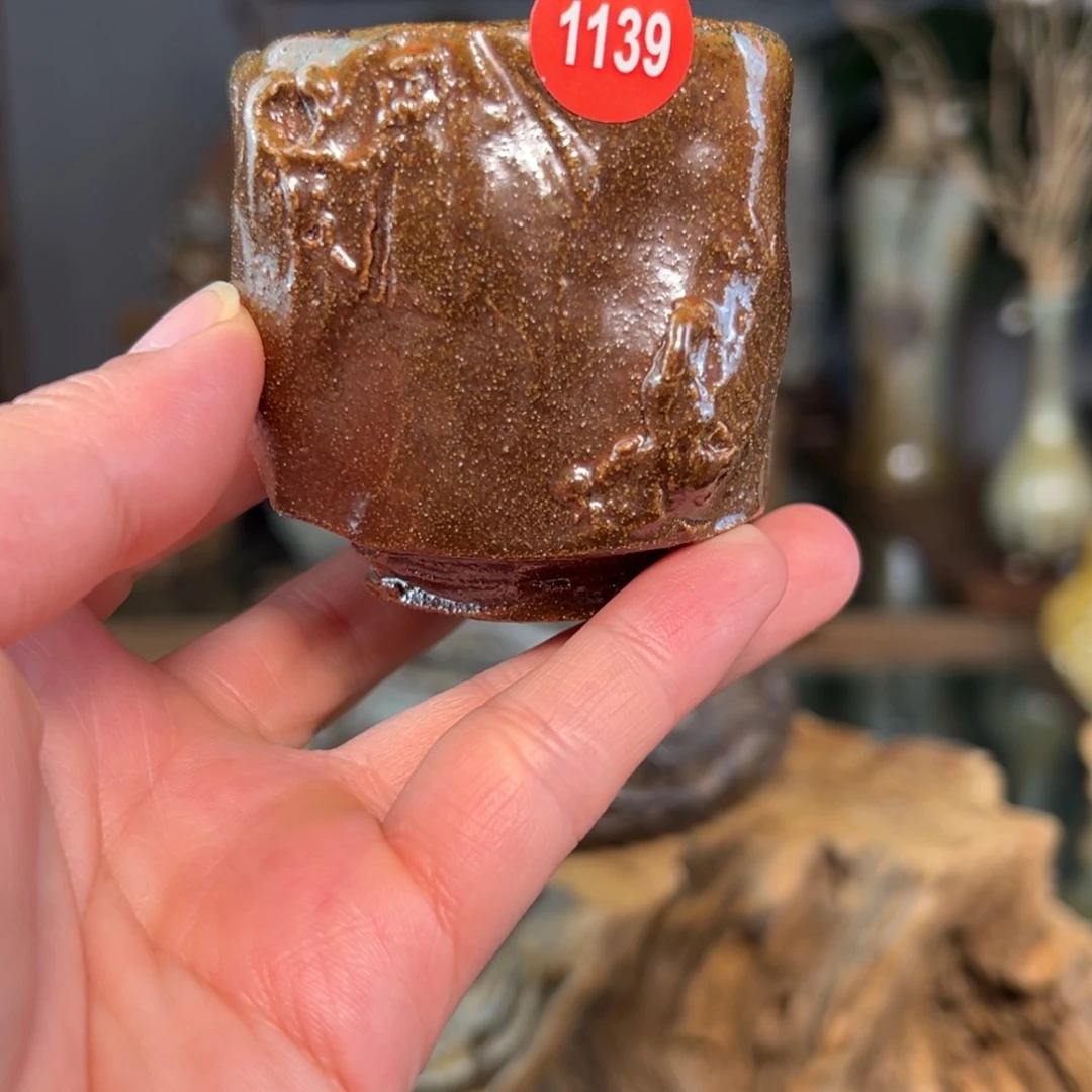 杯1139柴烧手捏主人杯自然落灰釉