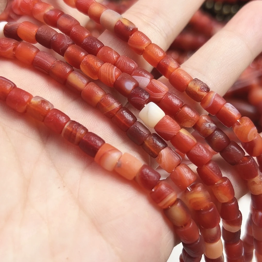 玛瑙/玉髓合金珠宝半成品A33. 缠丝老玛瑙大孔一条6mm