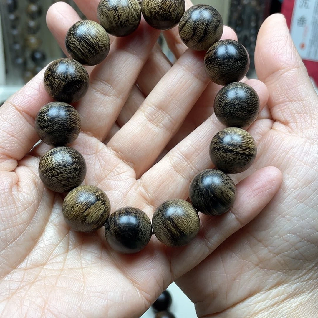 沉香手串幽*越南芽庄白奇楠虎斑纹留疤料