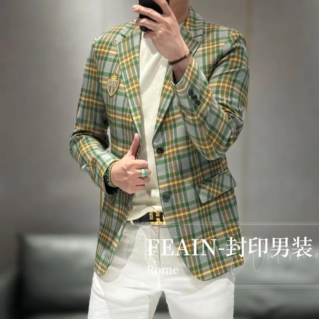 【FEAIN品牌】羊毛混纺经典苏格兰学院小章仔点缀西装6036