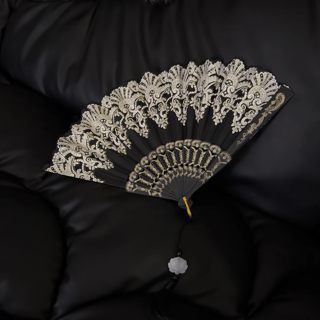 【浠儿家】旗袍美人单花中国风复古蕾丝扇旗袍扇