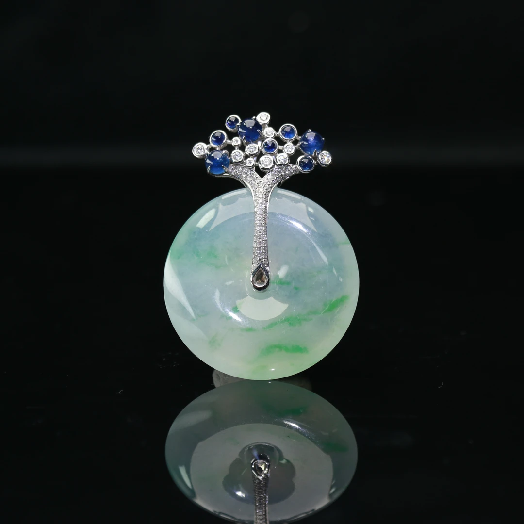 22天然缅甸翡翠A货18k飘花平安扣/800536/保利厦门拍卖