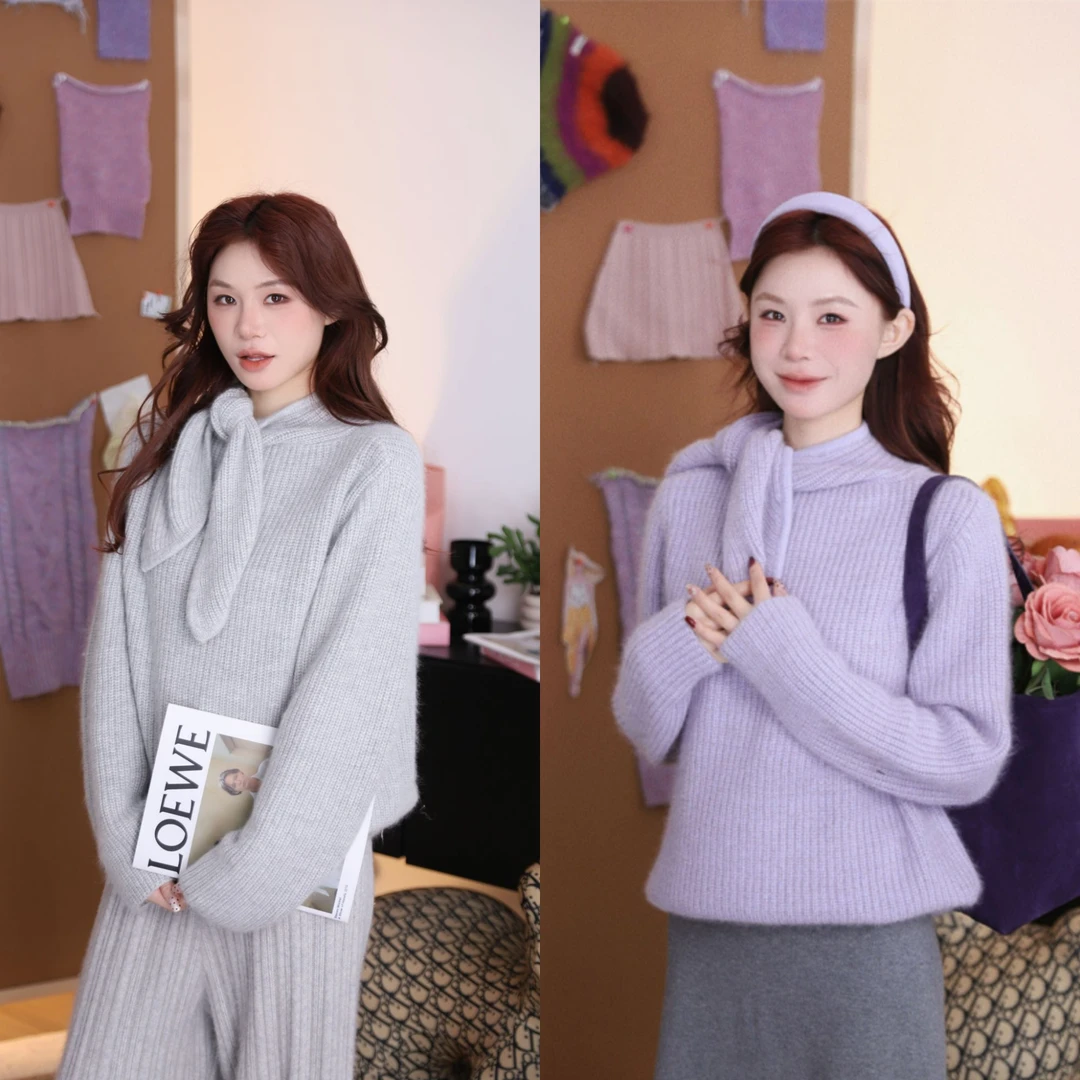 美静 【暮色风铃】可机（抗起球）毛衣含羊绒牛绒XMZH5371【现】