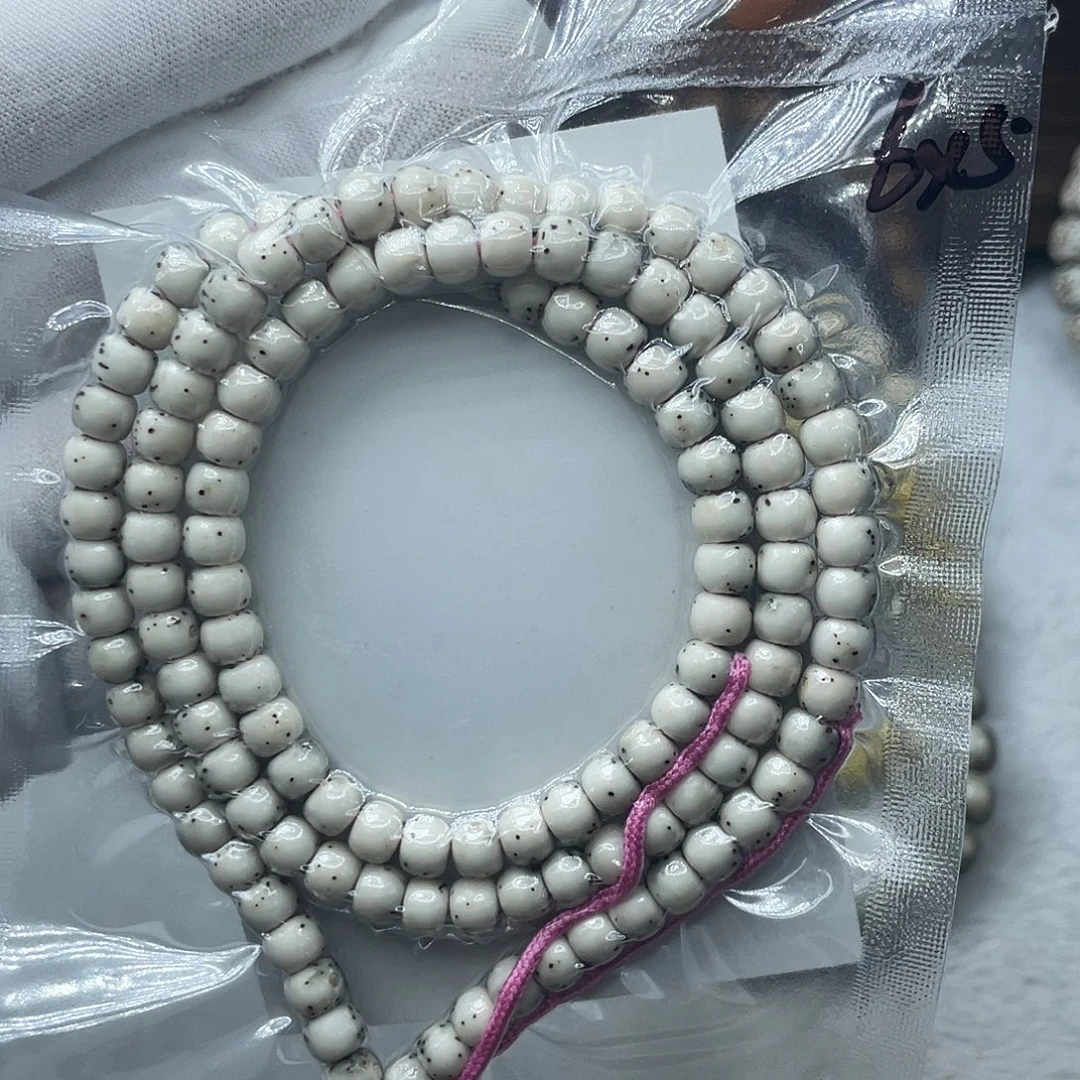 手串星月菩提原生态骨瓷白6✖️5通体留白108长串