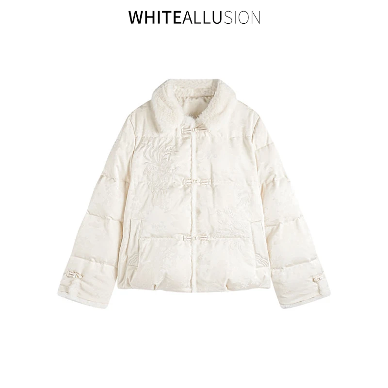 素典【锦绣年华】国风刺绣羽绒服~粉色气质白鸭绒短款外套3531
