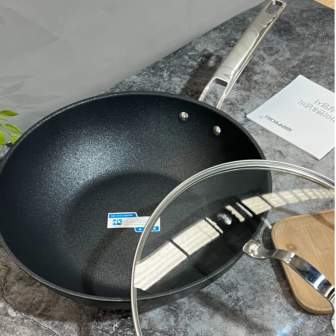 【品牌尾货】30炒锅（300欧）抛丸工艺全钢底不粘锅华福4星有钛不挑灶