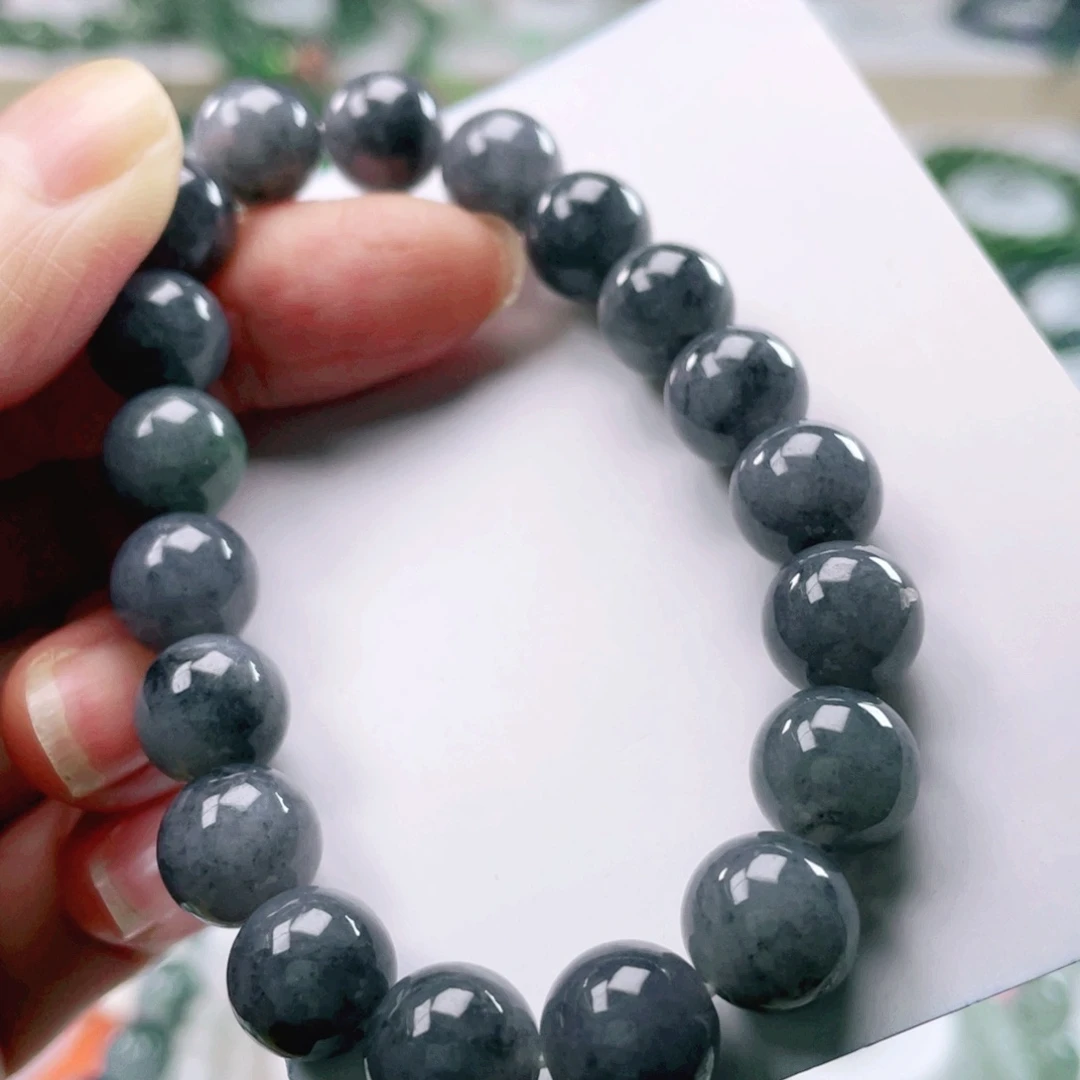 翡翠未镶嵌项链天然翡翠手串9.9mm