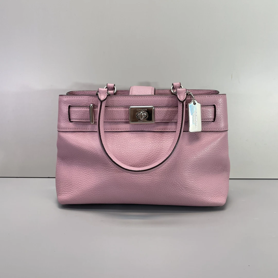 95新 COACH/蔻驰 粉色手提斜挎包26*18*12cmE0122208