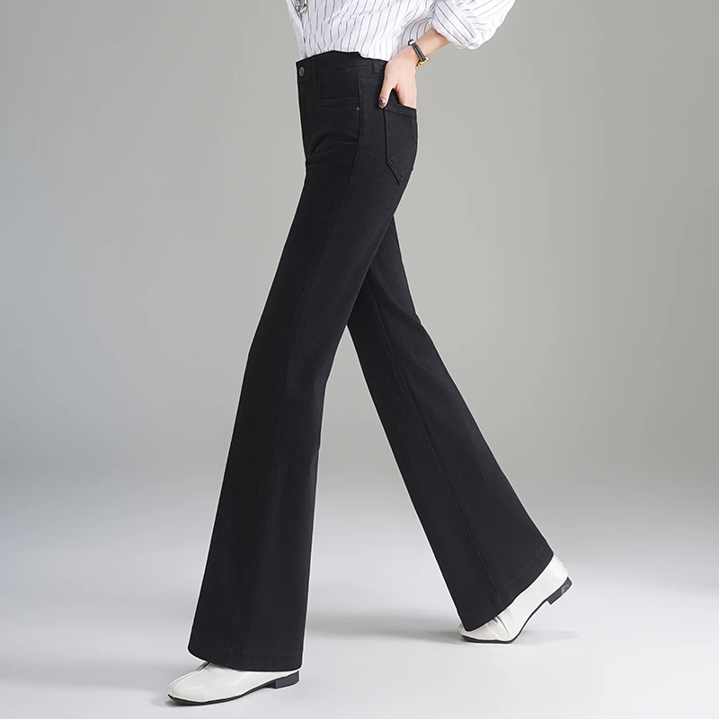 高腰鱼尾牛仔裤显瘦修身微喇叭裤女裤子2025秋季新款不贴腿长裤