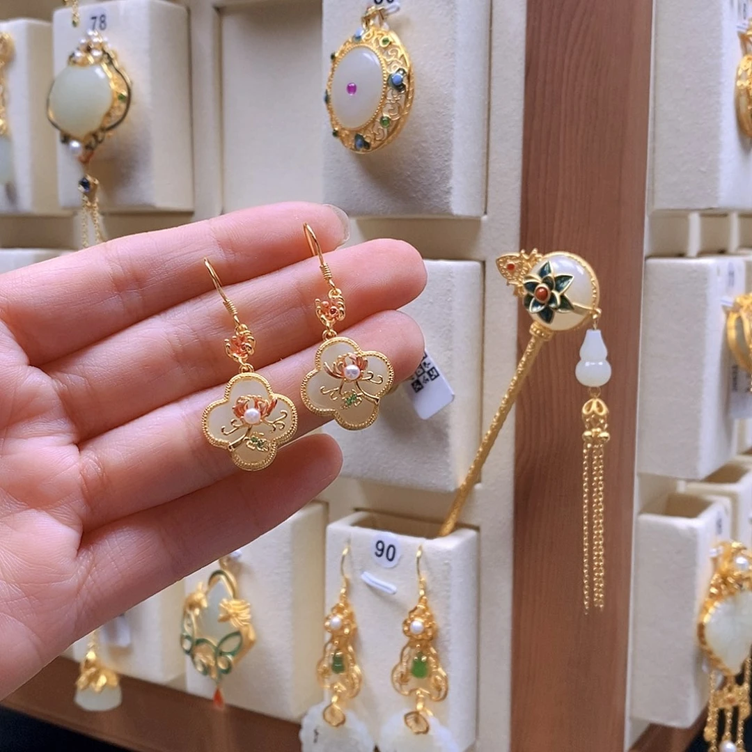 和田玉颈饰银S925镶嵌