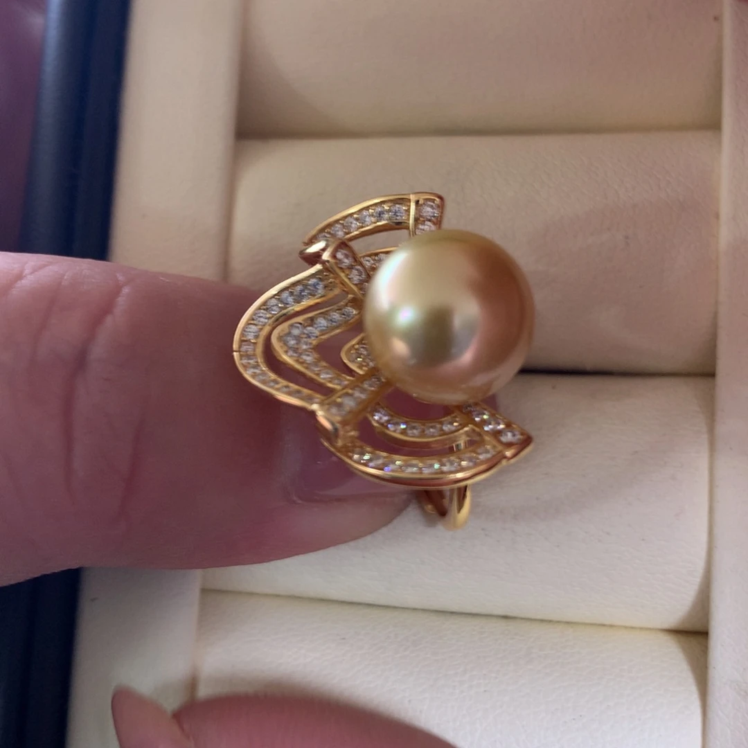 银S925镶嵌海水珍珠戒指