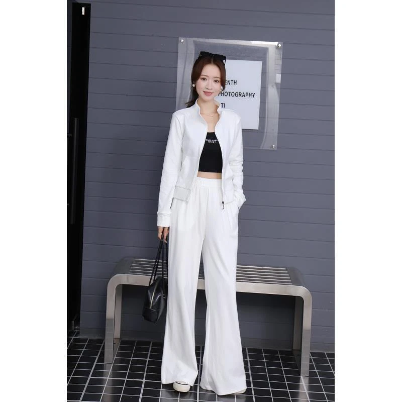 2025秋冬新款加绒轻柔棉运动立领开衫套装DZ