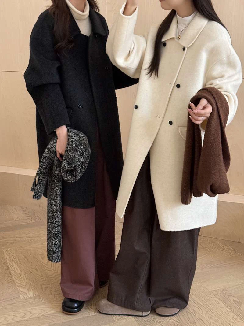 CUNYUSU “小耳朵” 韩版简约 秋冬双面呢大衣