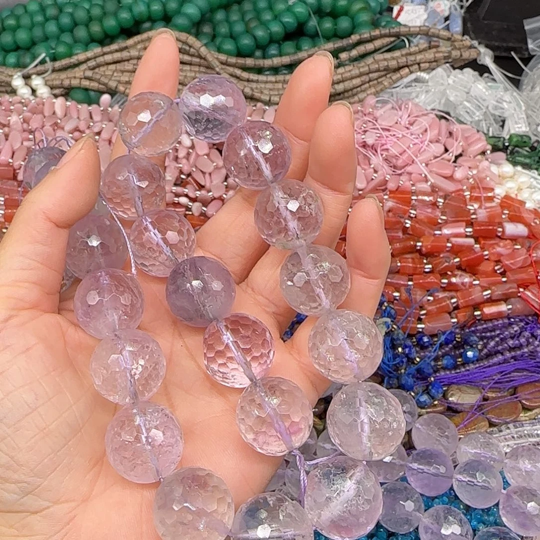 玛瑙/玉髓合金珠宝半成品紫水晶18mm4颗