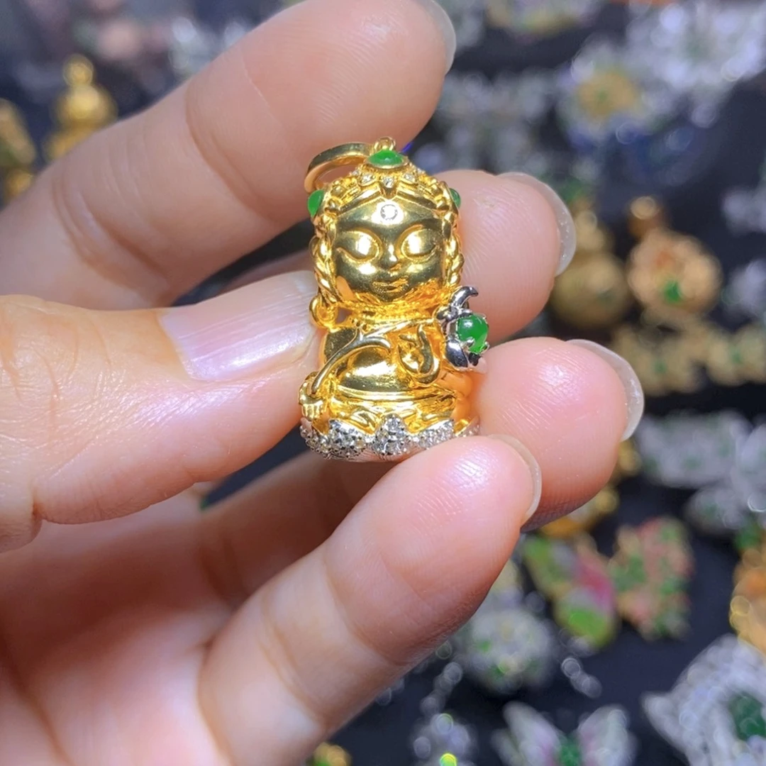 翡翠银S925镶嵌套链天然翡翠