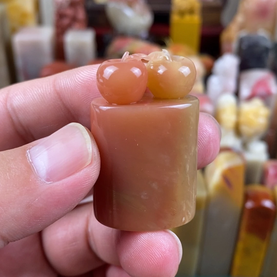 巴林石印石巴林石手工雕椭圆章