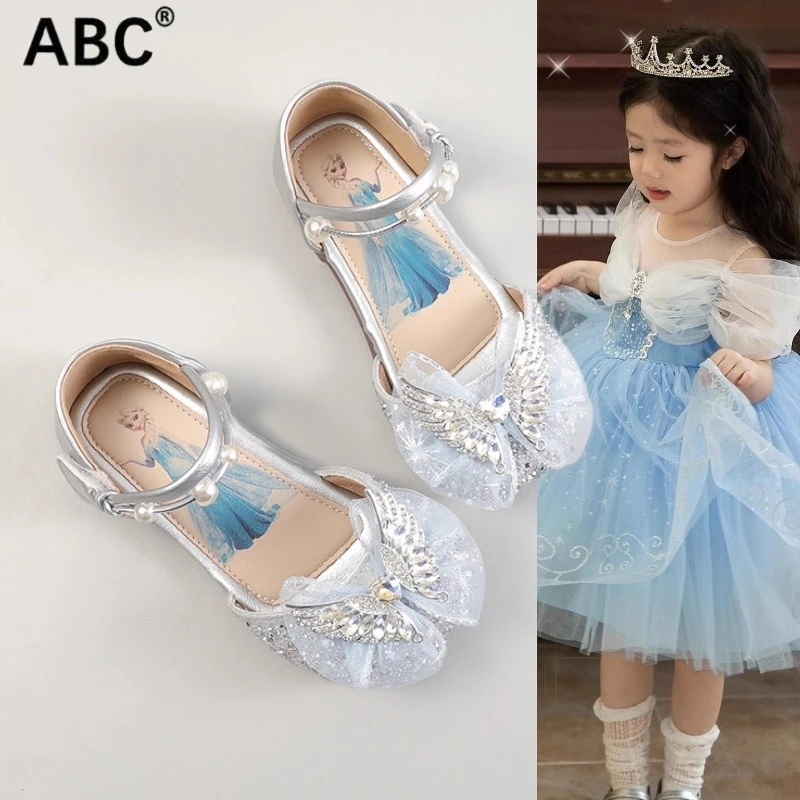 ABC女童公主鞋2025新款儿童凉鞋夏季小女孩鞋子水晶平跟鞋女宝宝