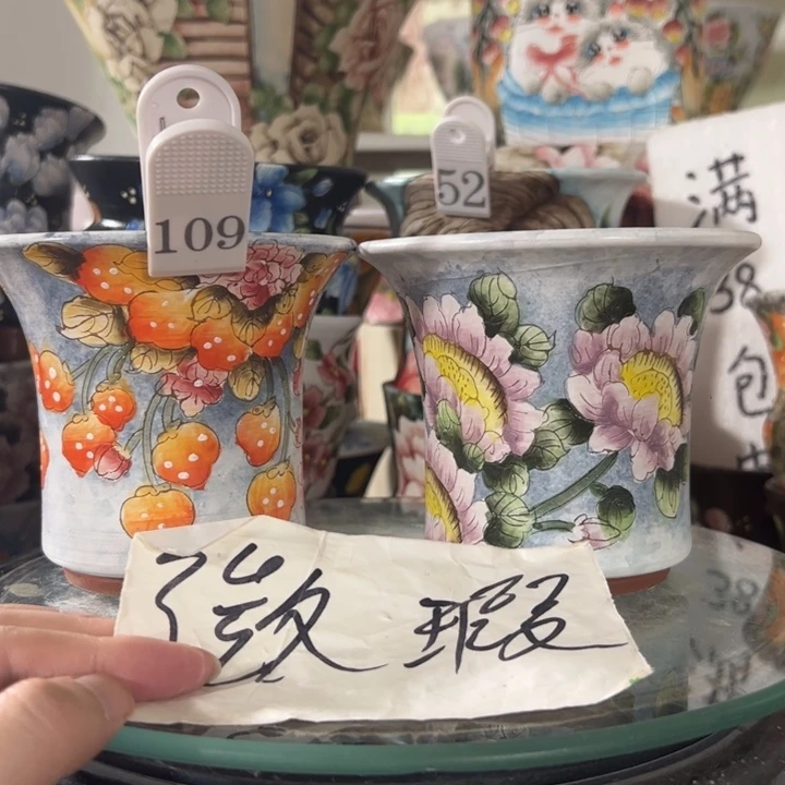 景德镇手绘花盆满38包邮偏远地区除外